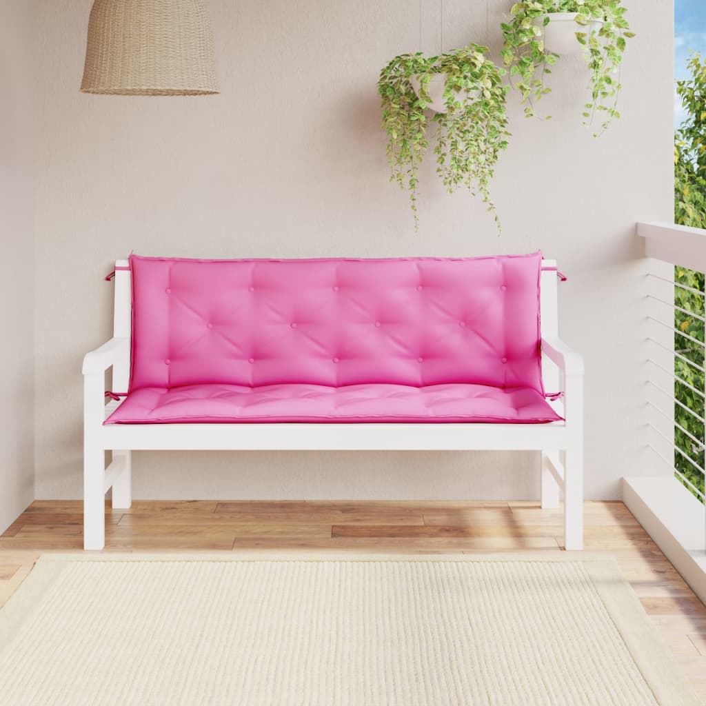 Coussins de banc de jardin lot de 2 rose 150x50x7 cm tissu