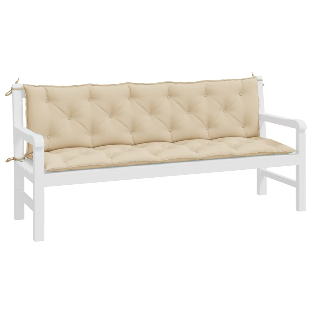 Coussins de banc jardin lot de 2 beige 180x50x7 cm tissu Oxford