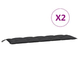 Gartenbankauflagen 2er-Set schwarz 180x50x7 cm Oxford-Stoff