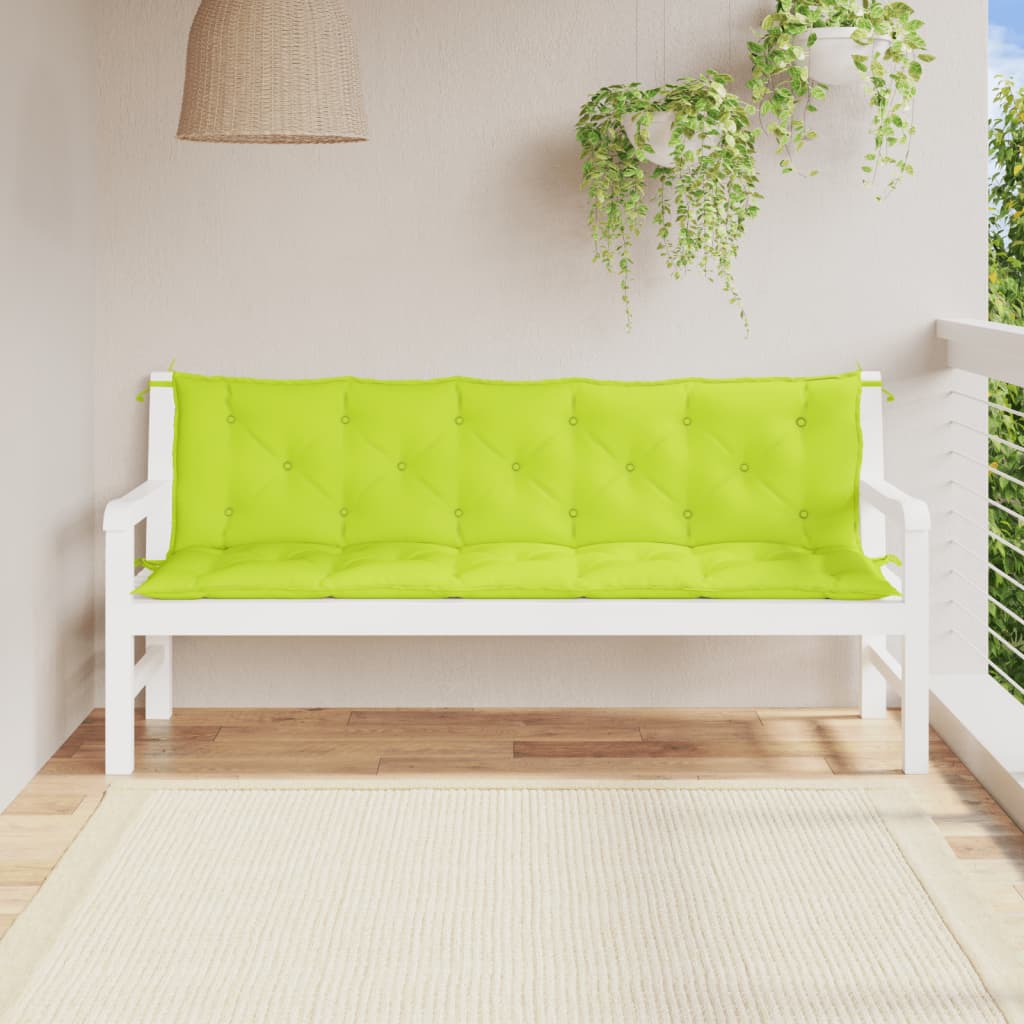 Coussins de banc de jardin lot de 2 vert vif tissu Oxford