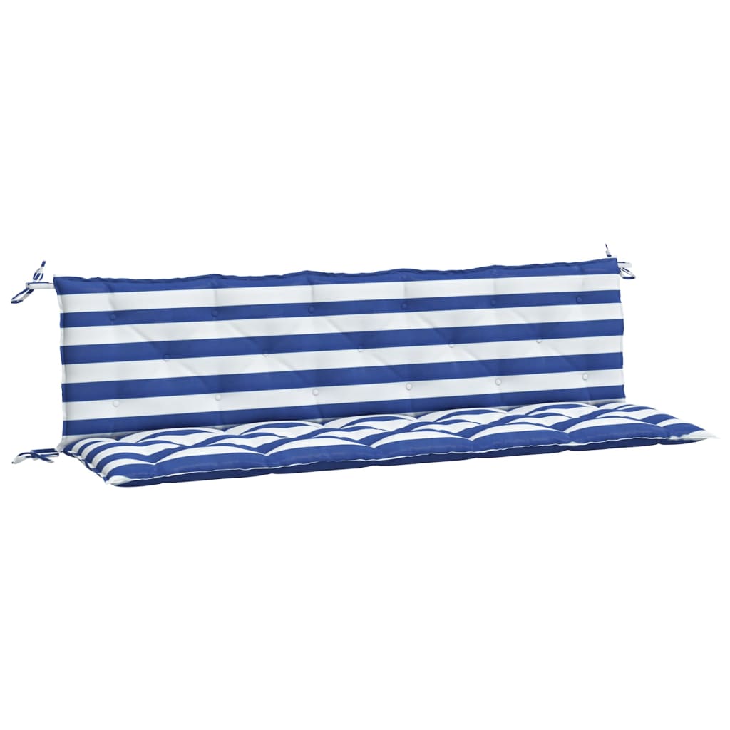 Coussins de banc de jardin lot de 2 rayures bleues/blanches