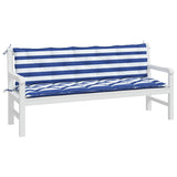 Coussins de banc de jardin lot de 2 rayures bleues/blanches