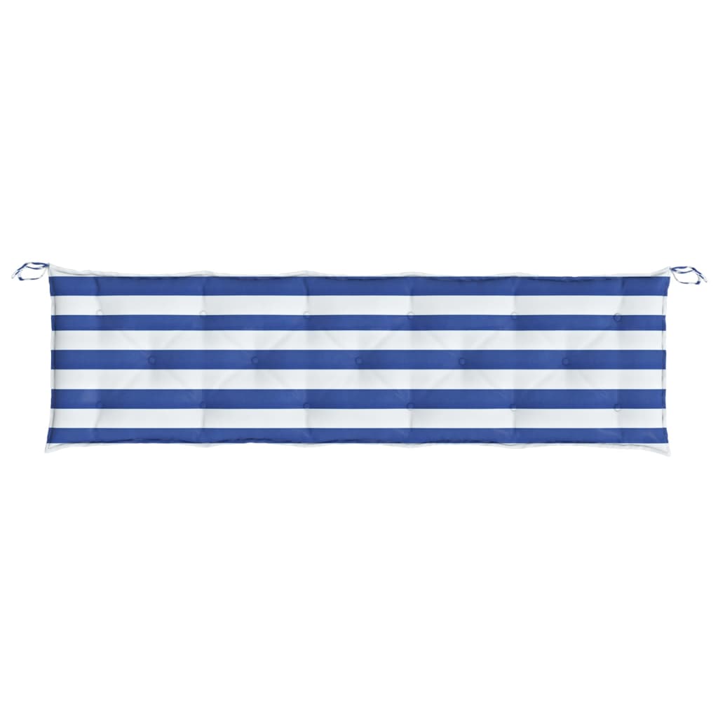 Coussins de banc de jardin lot de 2 rayures bleues/blanches