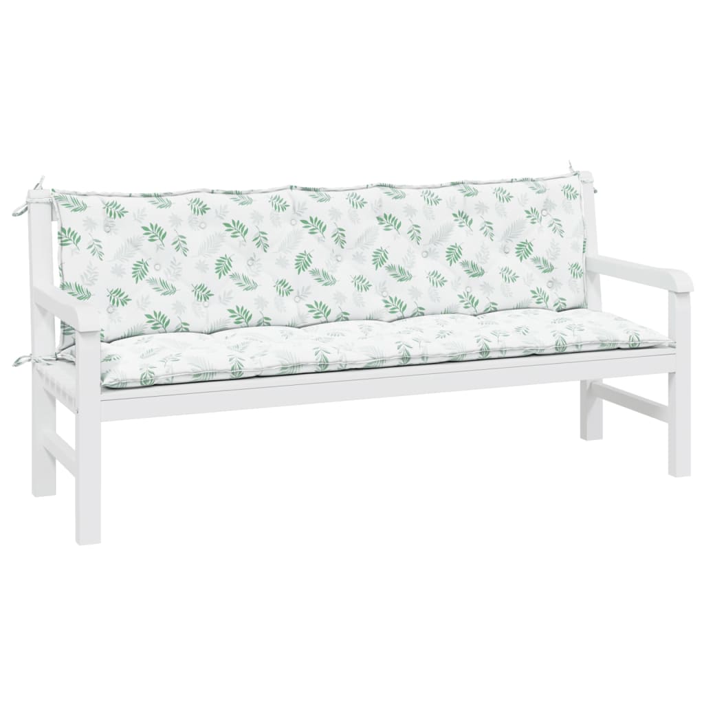 Coussins de banc jardin lot de 2 motif de feuilles tissu Oxford