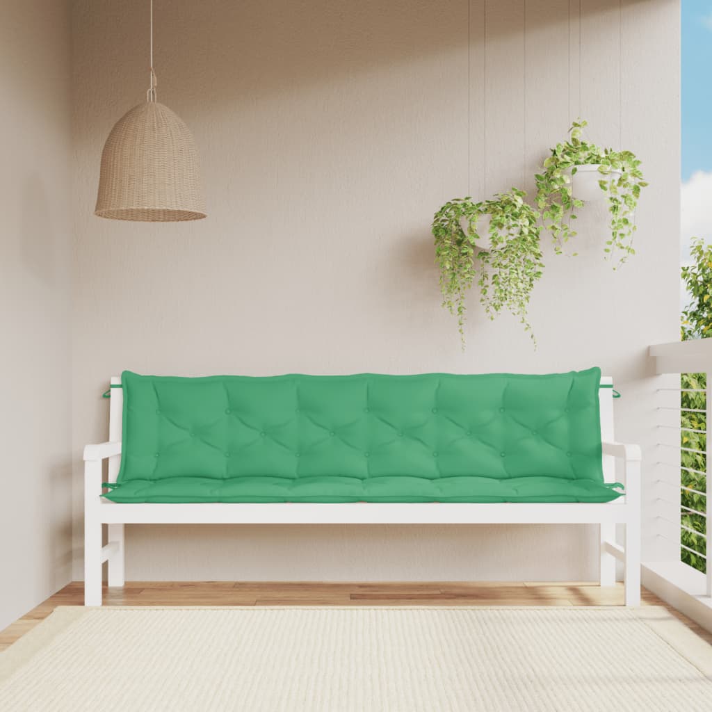 Coussins de banc jardin lot de 2 vert 200x50x7 cm tissu Oxford