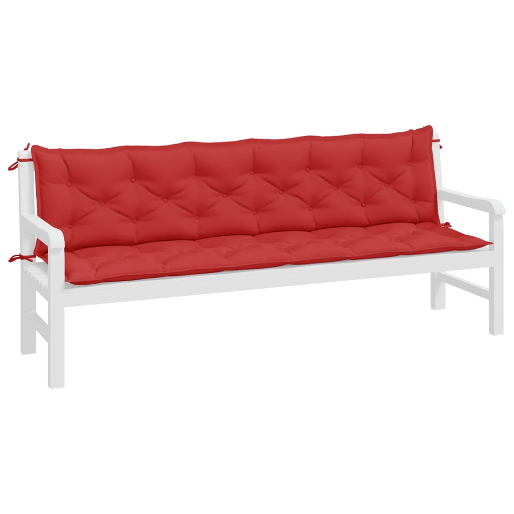 Coussins de banc jardin lot de 2 rouge 200x50x7 cm tissu Oxford