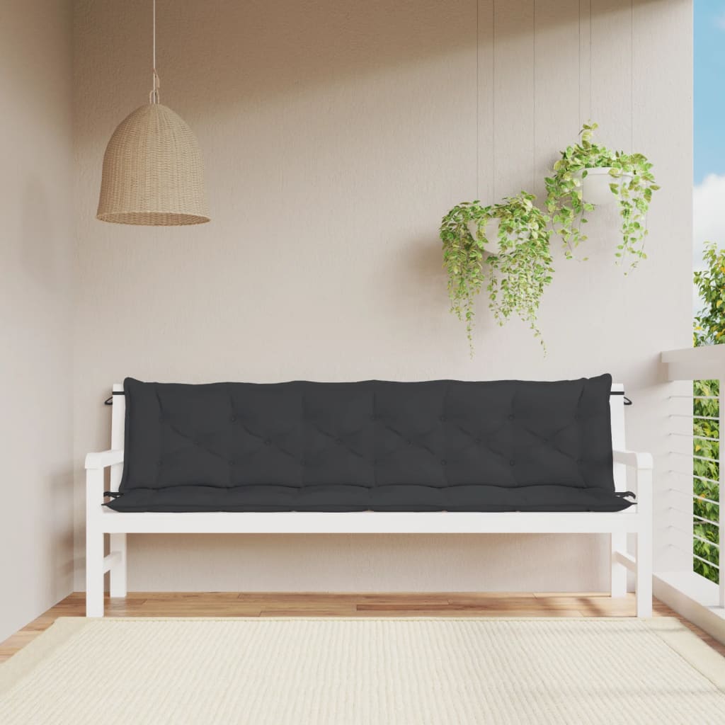 Gartenbankauflagen 2er-Set schwarz 200x50x7 cm Oxford-Stoff