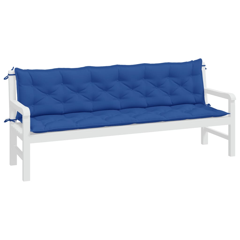 Coussins de banc jardin lot de 2 bleu 200x50x7 cm tissu Oxford