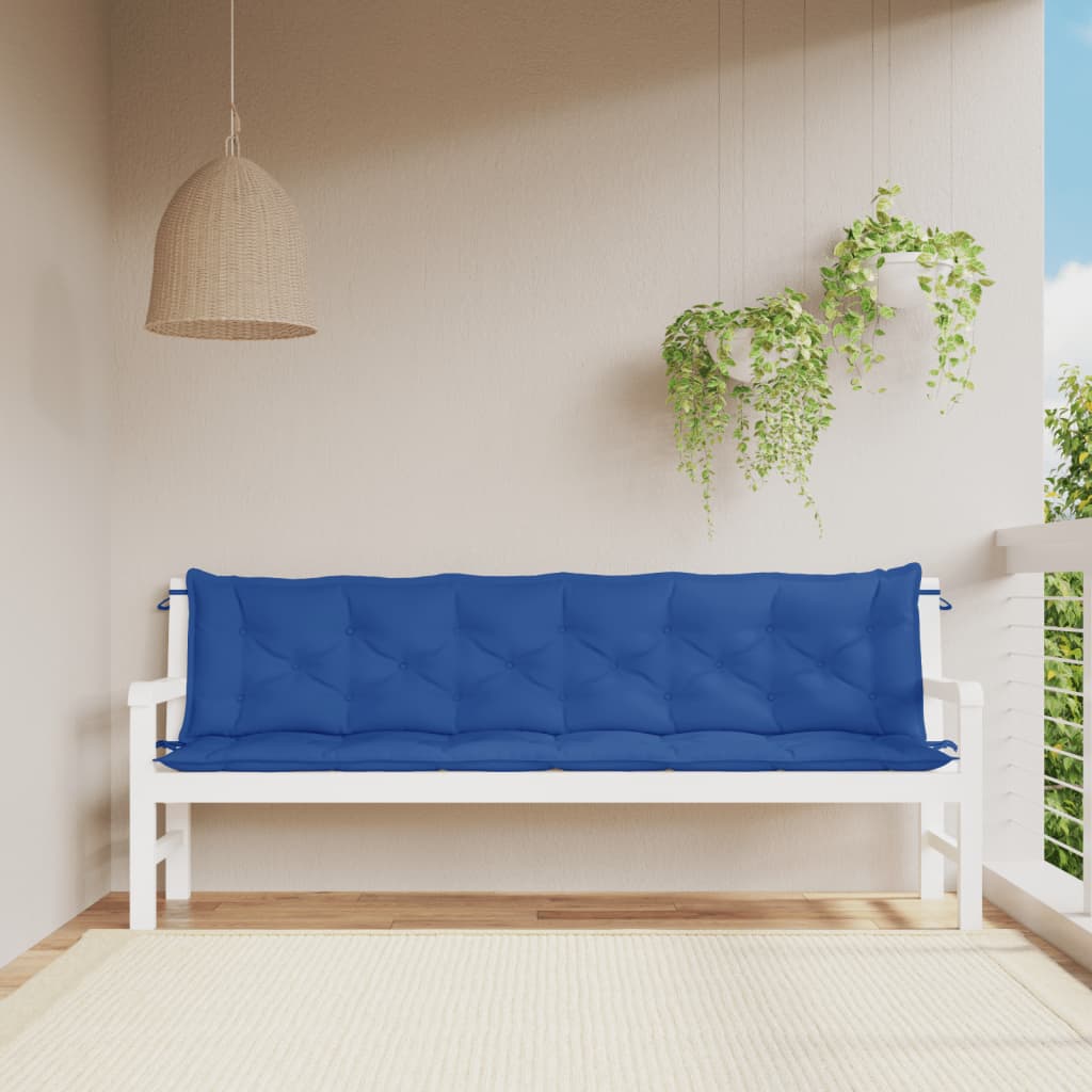 Coussins de banc jardin lot de 2 bleu 200x50x7 cm tissu Oxford