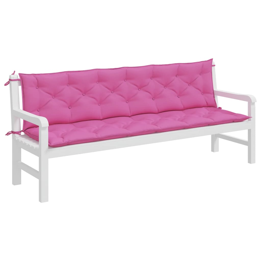 Coussins de banc de jardin lot de 2 rose 200x50x7 cm tissu