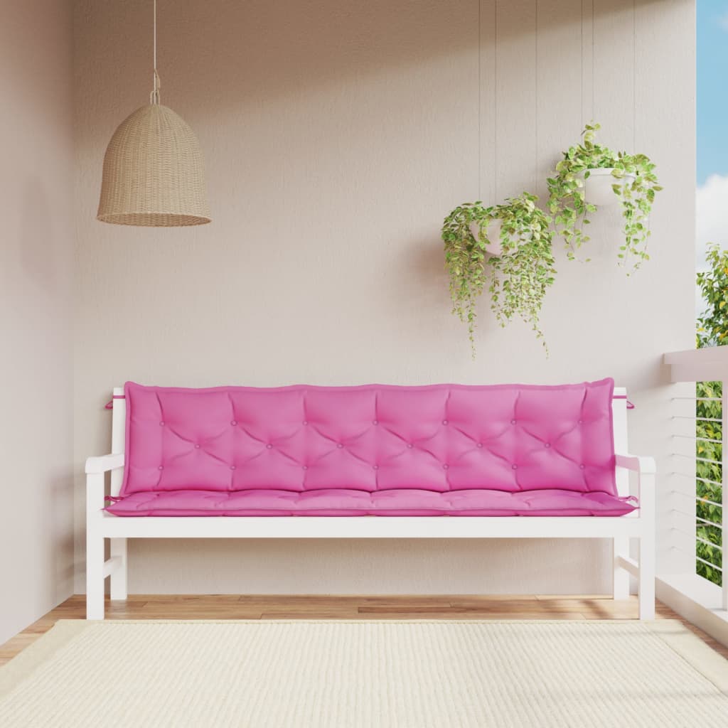 Coussins de banc de jardin lot de 2 rose 200x50x7 cm tissu