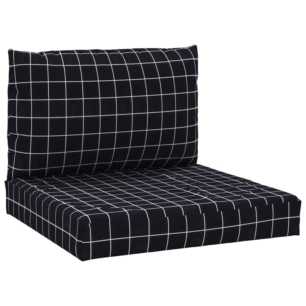 Coussins de palette lot de 2 motif à carreaux noir tissu Oxford