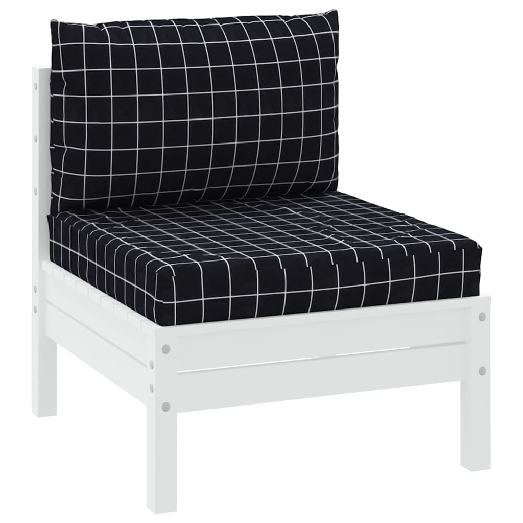 Coussins de palette lot de 2 motif à carreaux noir tissu Oxford