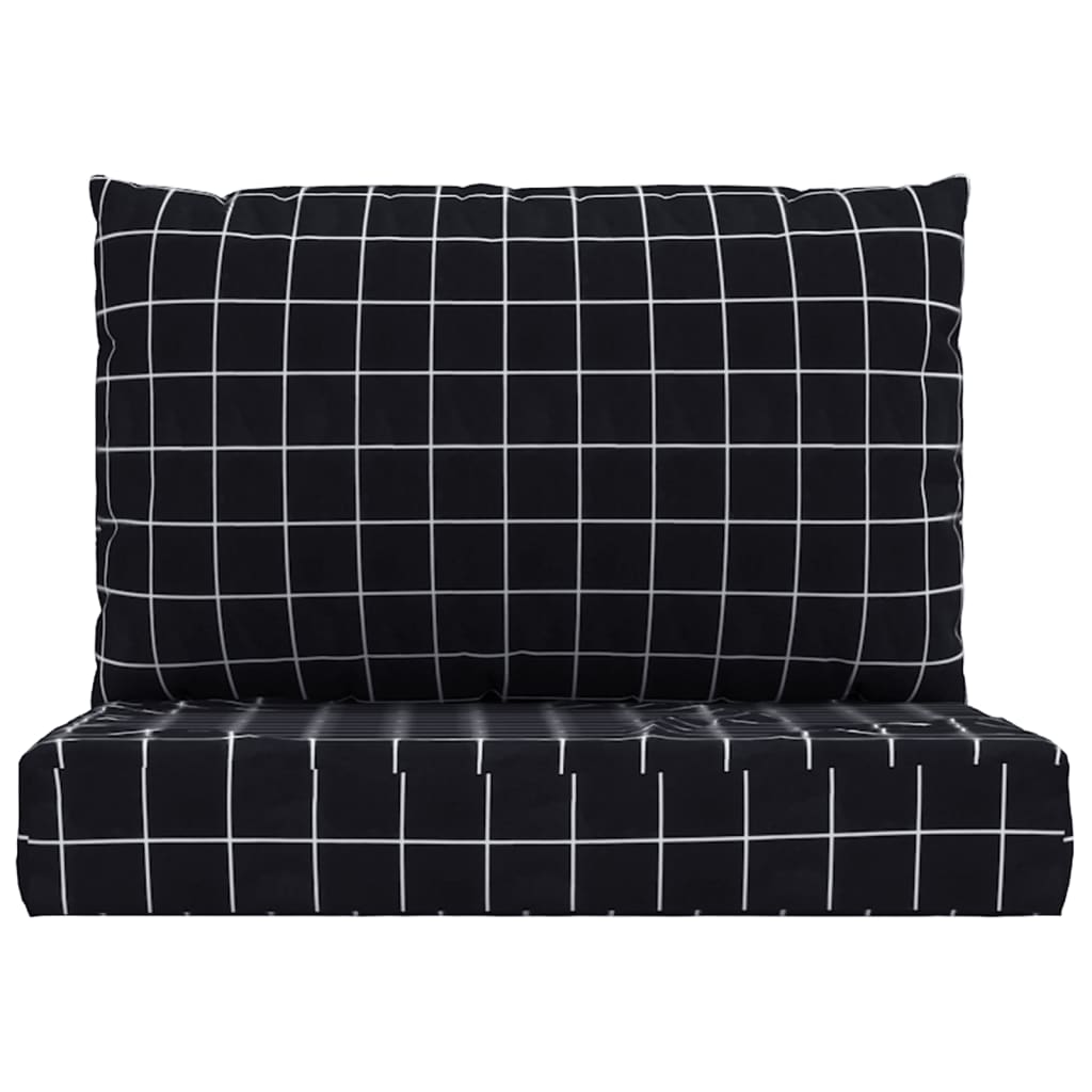 Coussins de palette lot de 2 motif à carreaux noir tissu Oxford