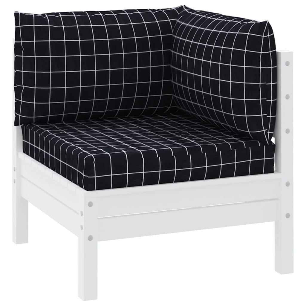 Coussins de palette lot de 3 motif à carreaux noir tissu Oxford