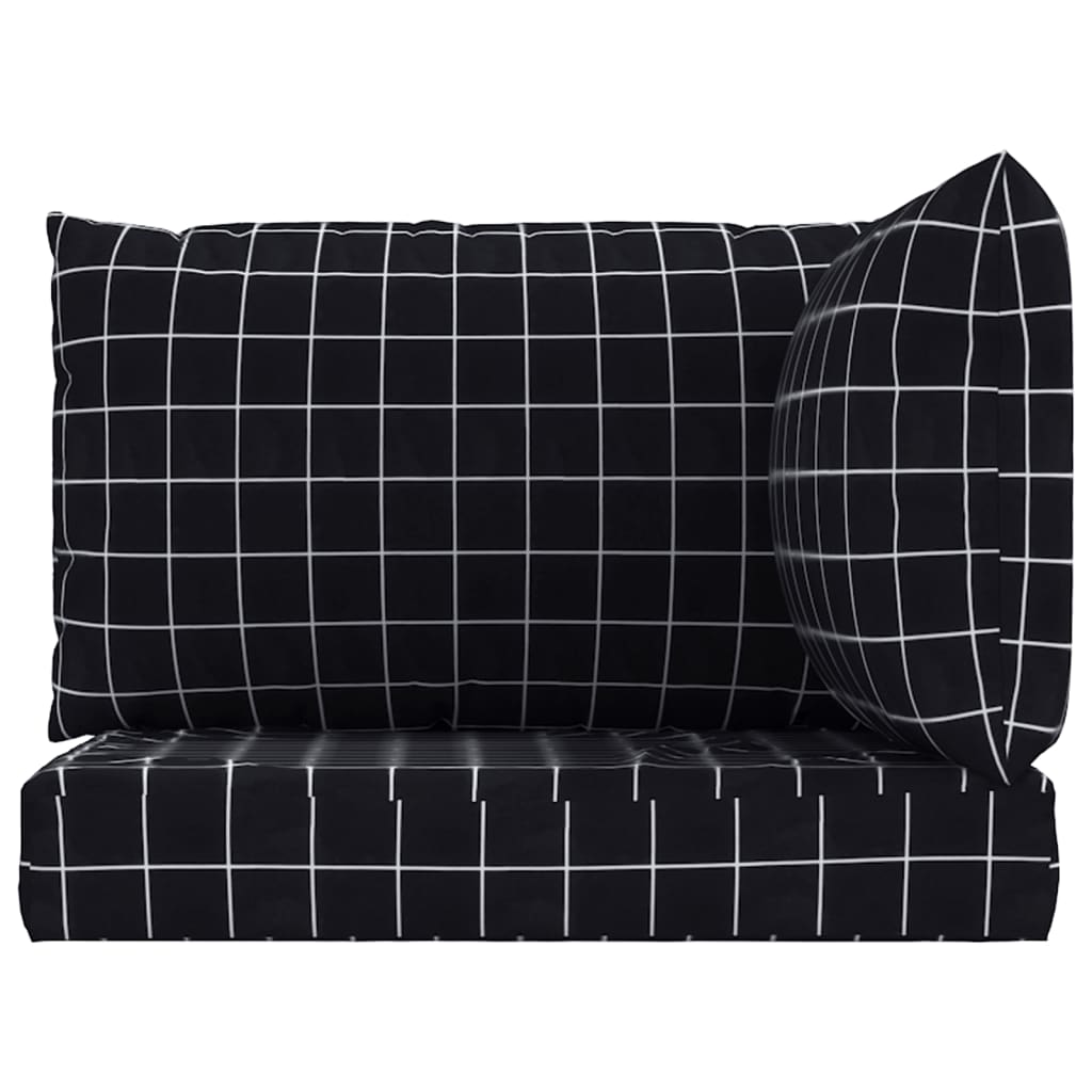 Coussins de palette lot de 3 motif à carreaux noir tissu Oxford