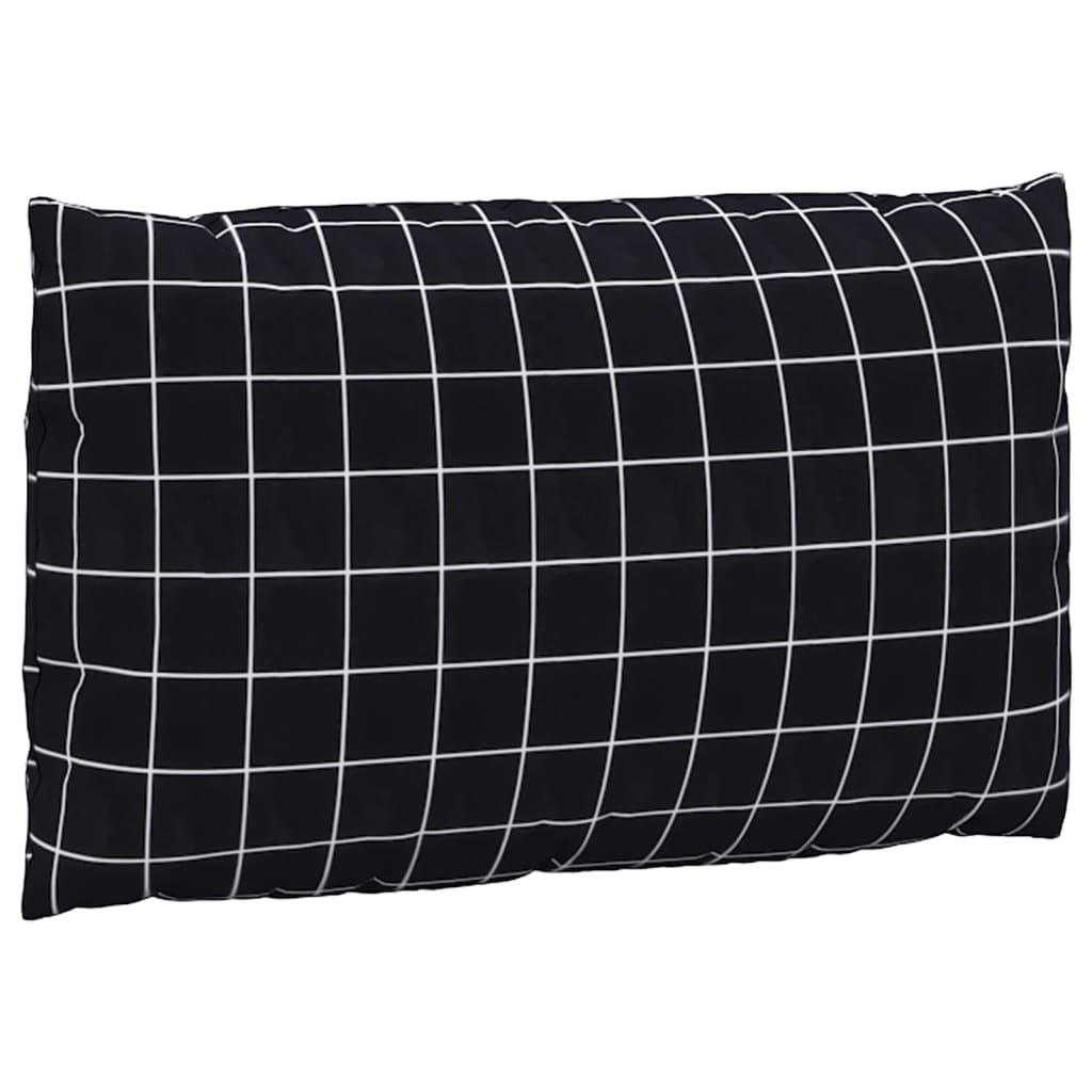 Coussins de palette lot de 3 motif à carreaux noir tissu Oxford