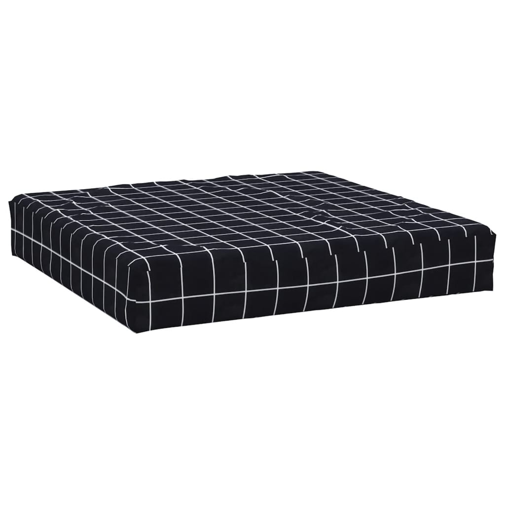 Black checkered pallet cushion 60x60x8 cm