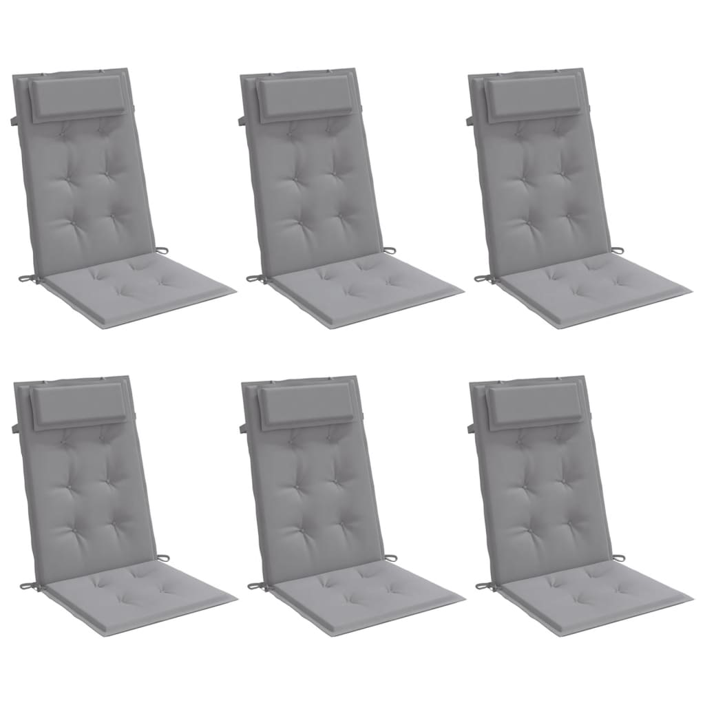 Coussins de chaise à dossier haut lot de 6 gris tissu oxford