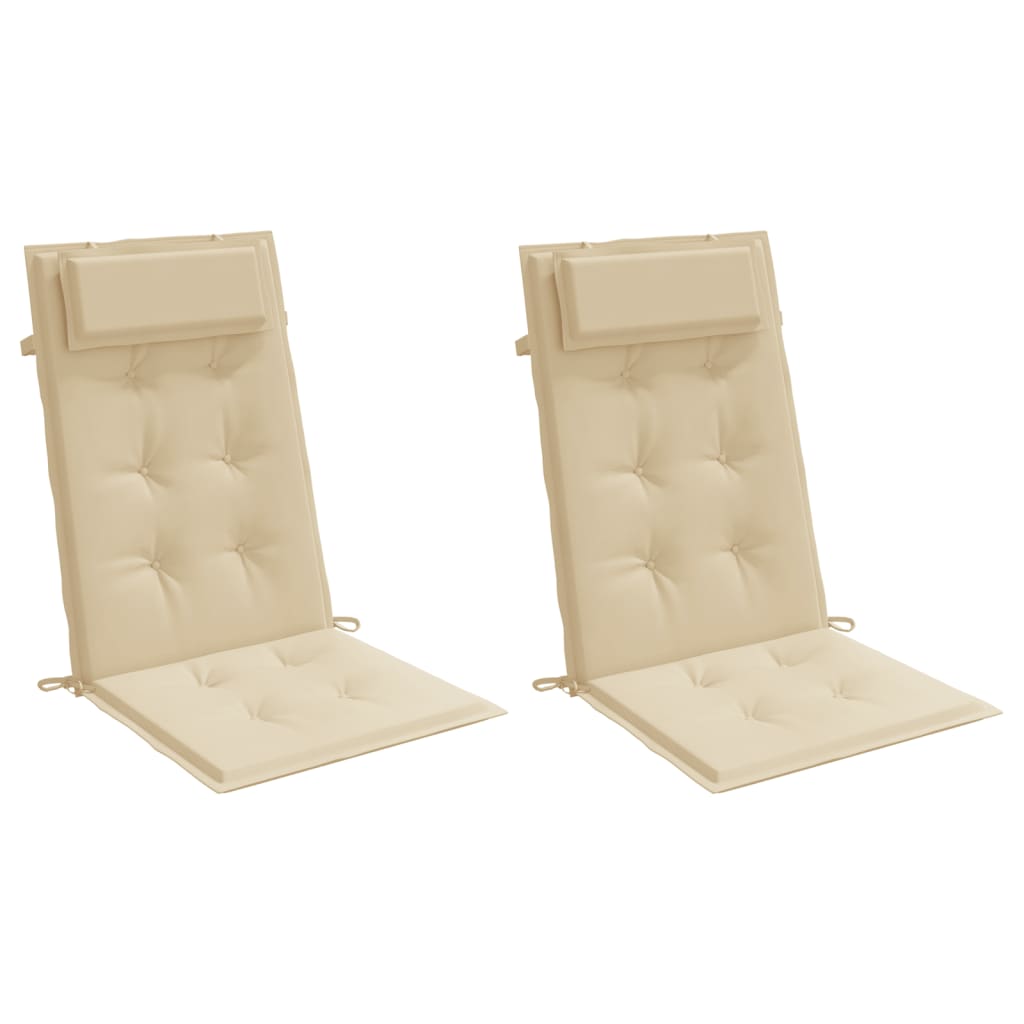 Coussins de chaise à dossier haut lot de 2 beige tissu oxford