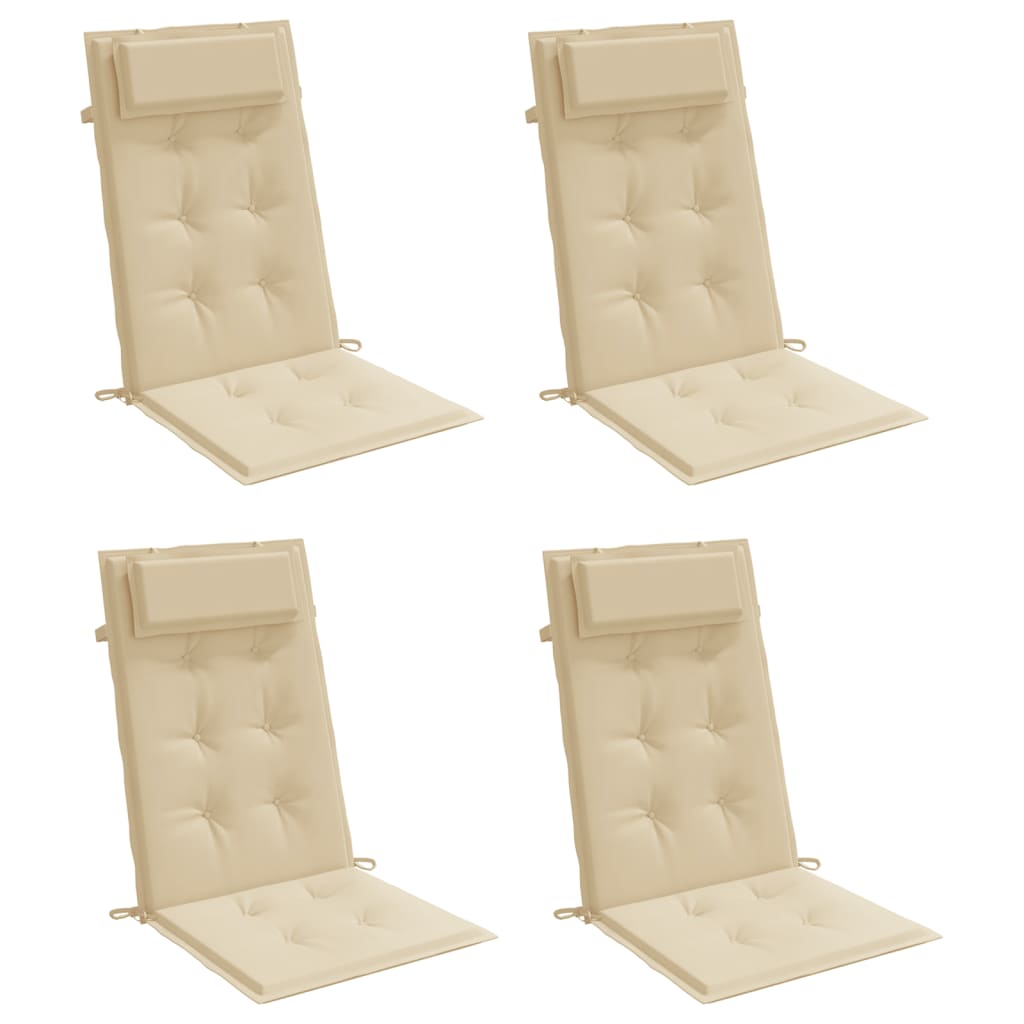 Coussins de chaise à dossier haut lot de 4 beige tissu oxford