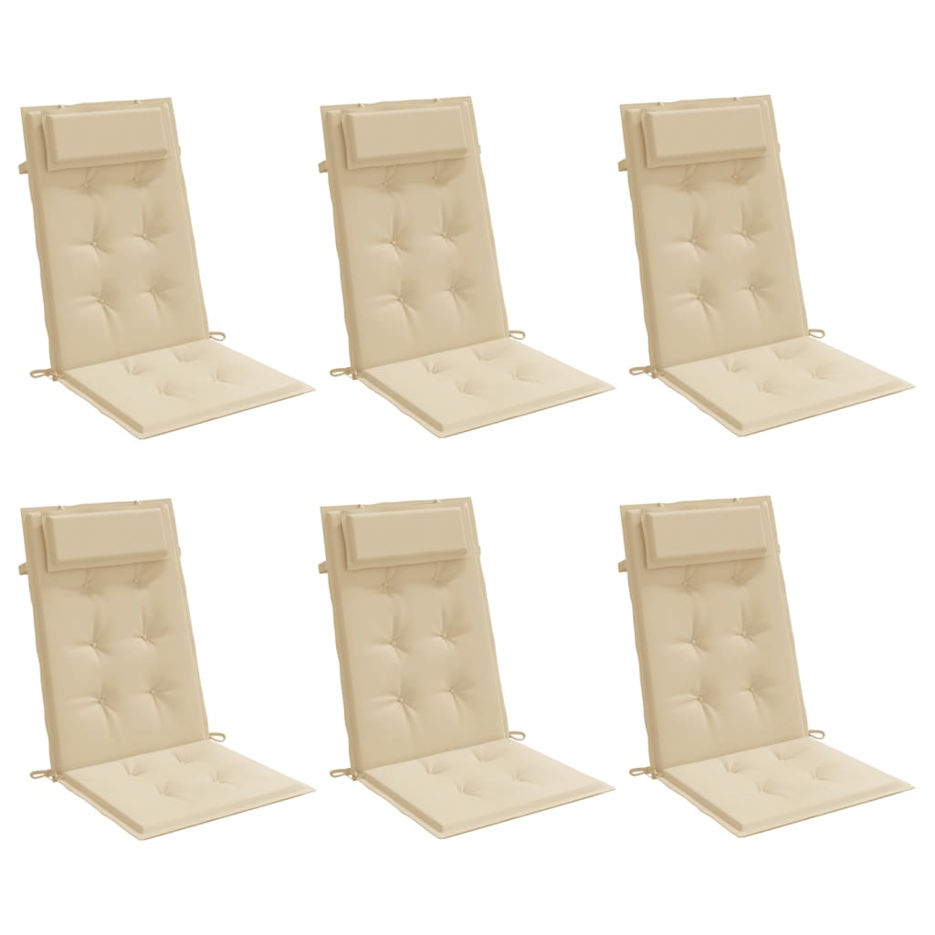 Coussins de chaise à dossier haut lot de 6 beige tissu oxford