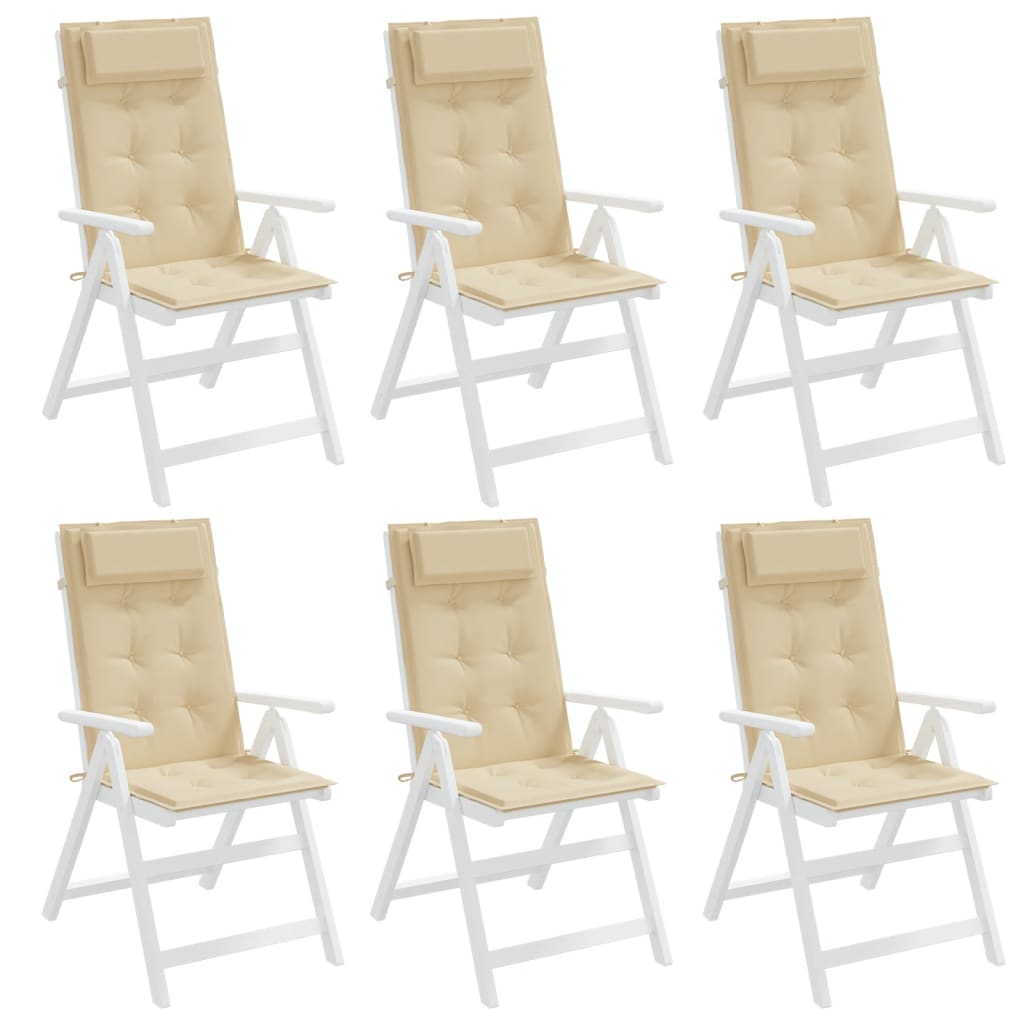 Coussins de chaise à dossier haut lot de 6 beige tissu oxford