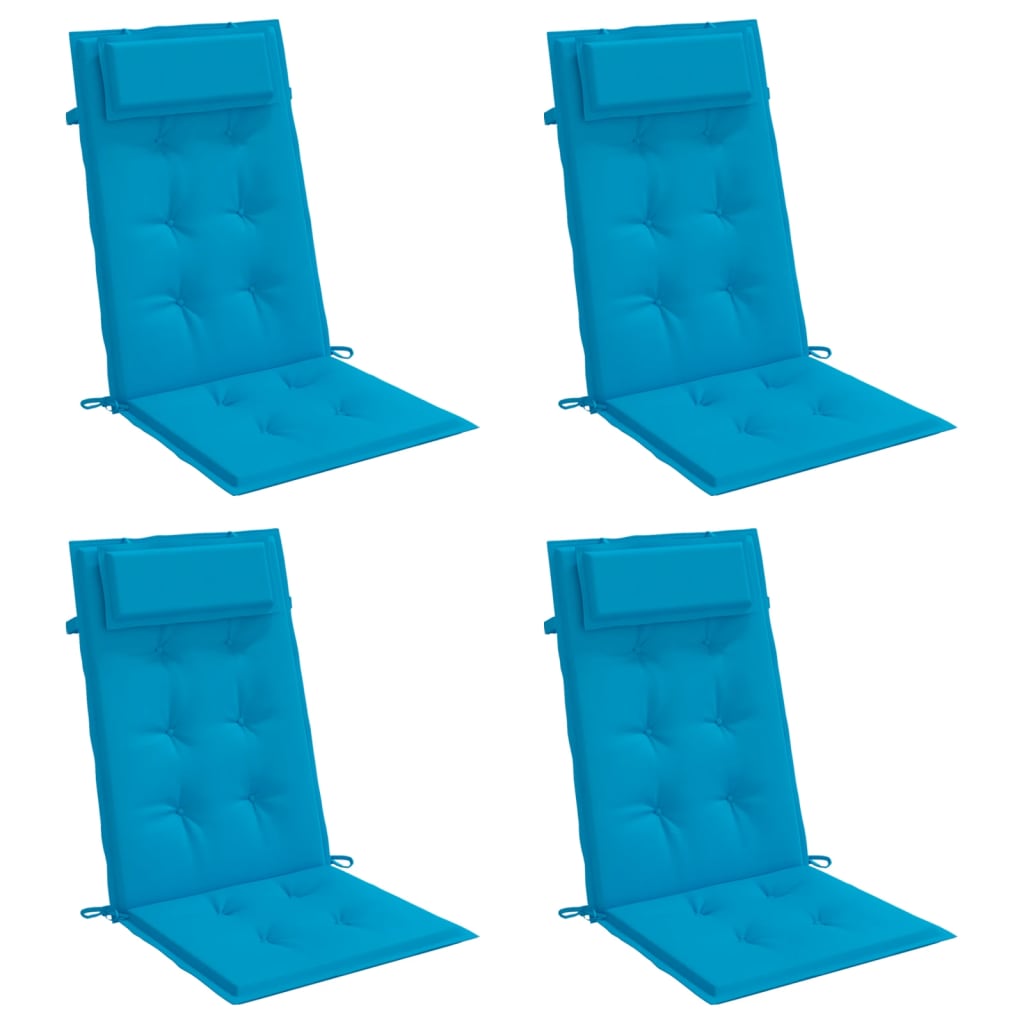 Coussins de chaise à dossier haut lot de 4 bleu clair