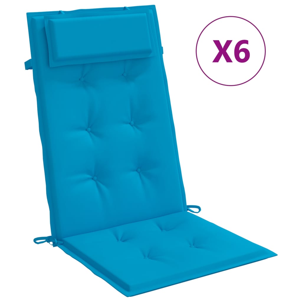 Coussins de chaise à dossier haut lot de 6 bleu clair