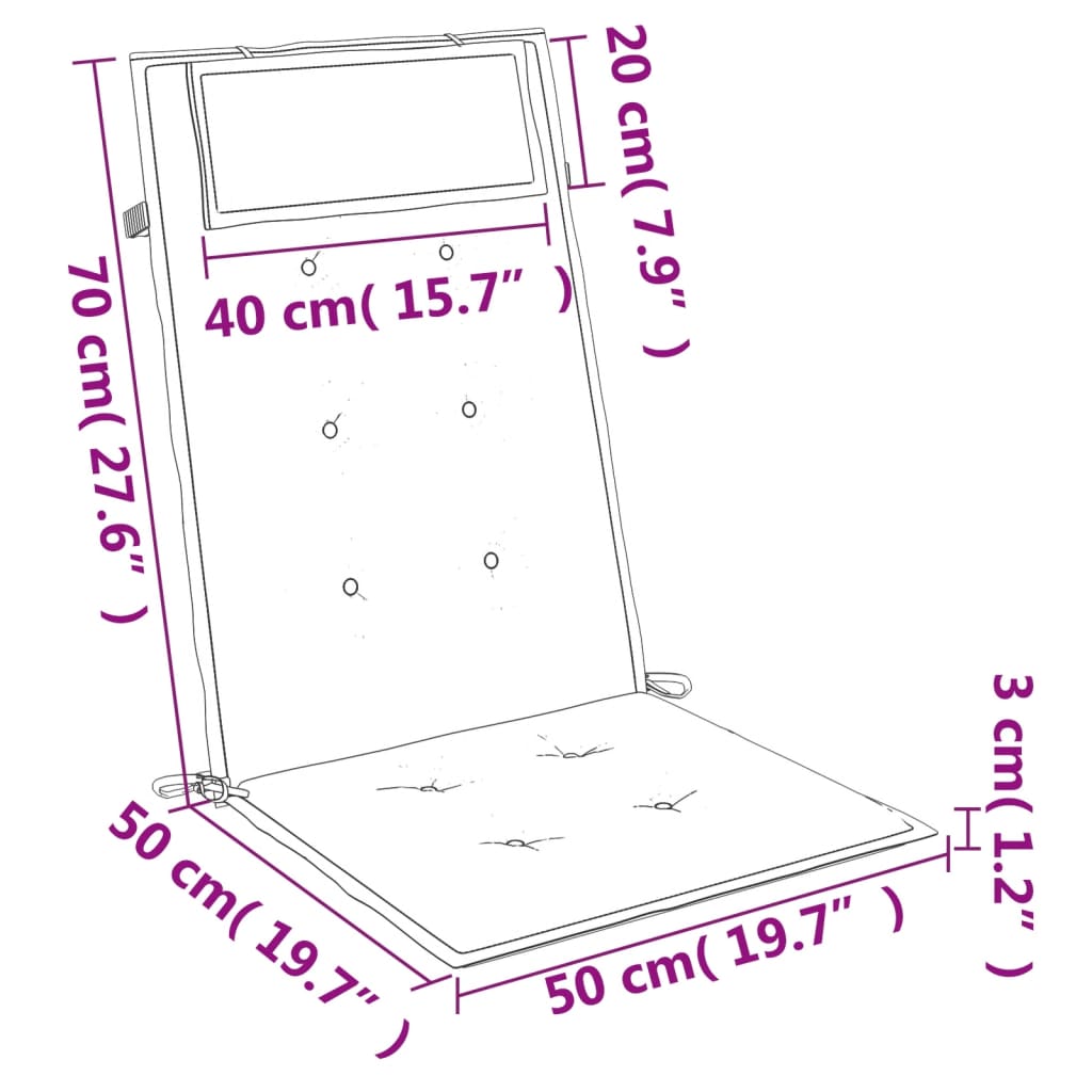 Coussins de chaise à dossier haut lot de 6 bleu clair