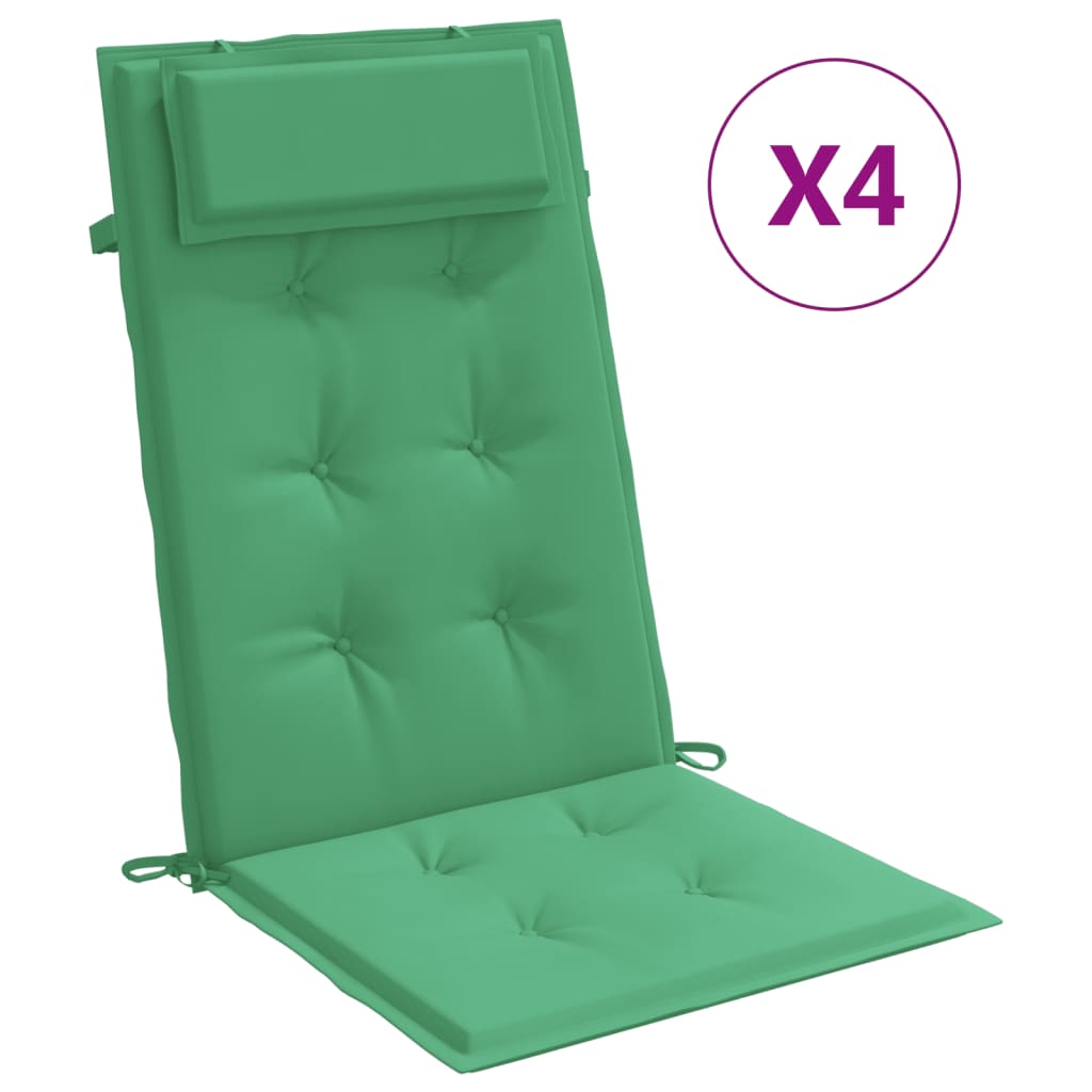 Coussins de chaise à dossier haut lot de 4 vert tissu oxford