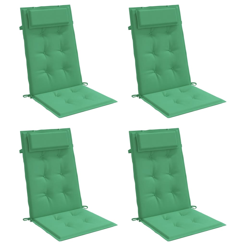 Coussins de chaise à dossier haut lot de 4 vert tissu oxford