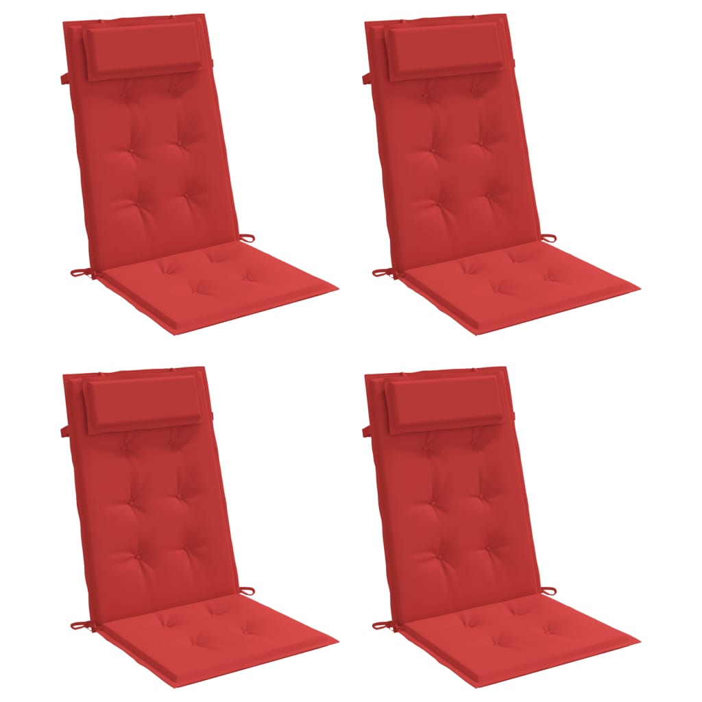 Coussins de chaise à dossier haut lot de 4 rouge tissu oxford