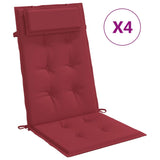 Coussins de chaise à dossier haut lot de 4 rouge bordeaux