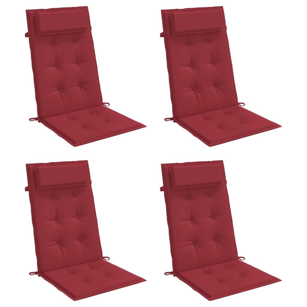 Coussins de chaise à dossier haut lot de 4 rouge bordeaux