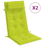 Coussins de chaise à dossier haut lot de 2 vert vif