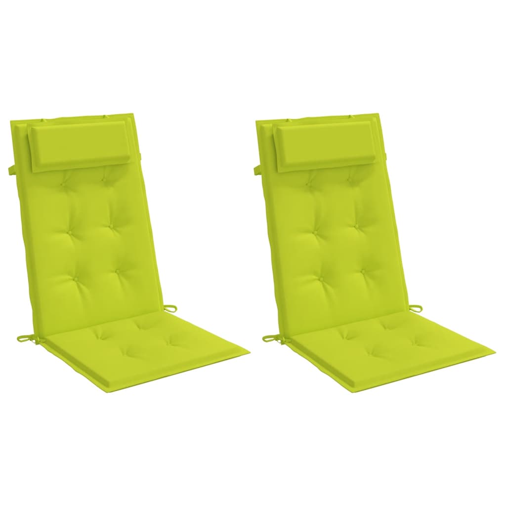 Coussins de chaise à dossier haut lot de 2 vert vif