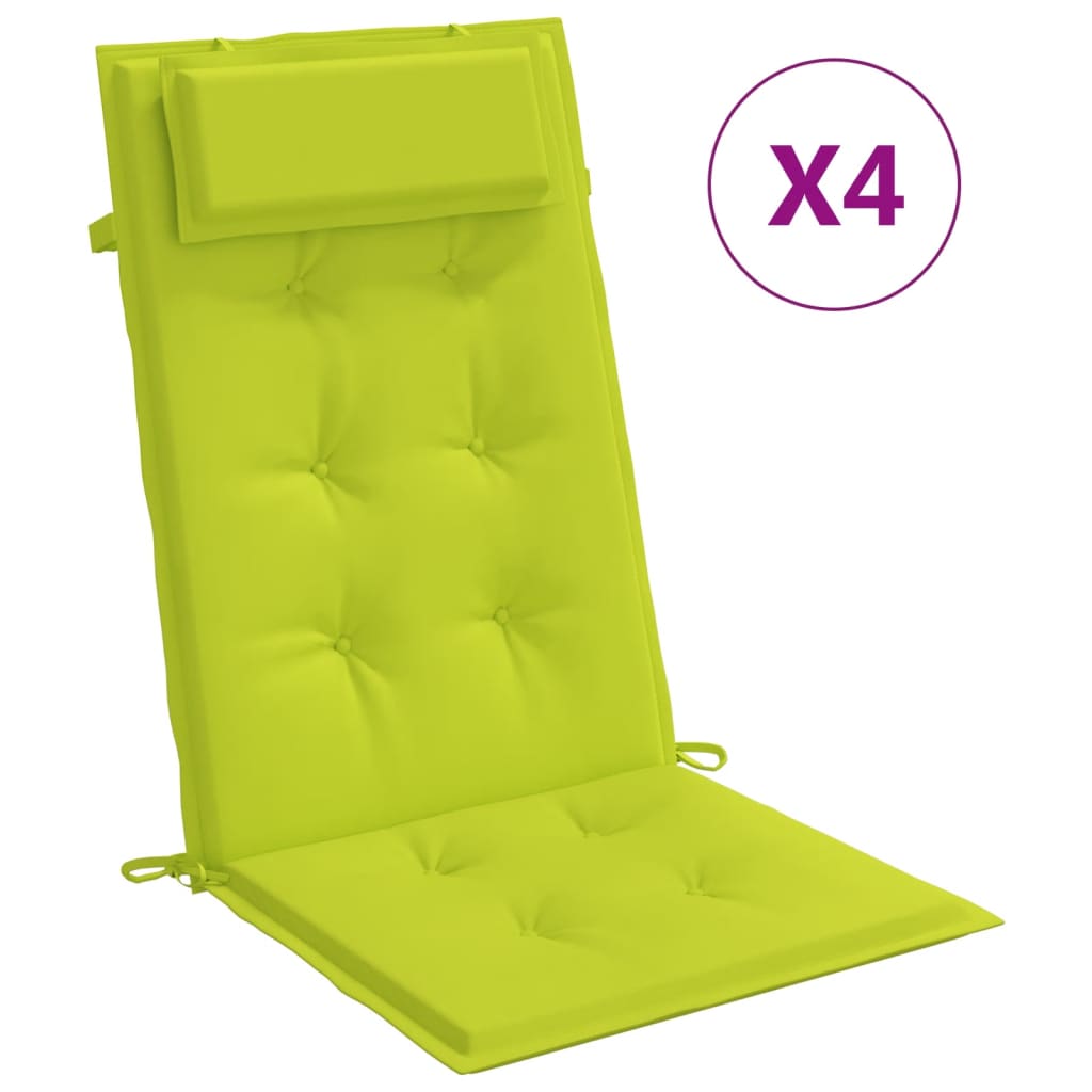 Coussins de chaise à dossier haut lot de 4 vert vif