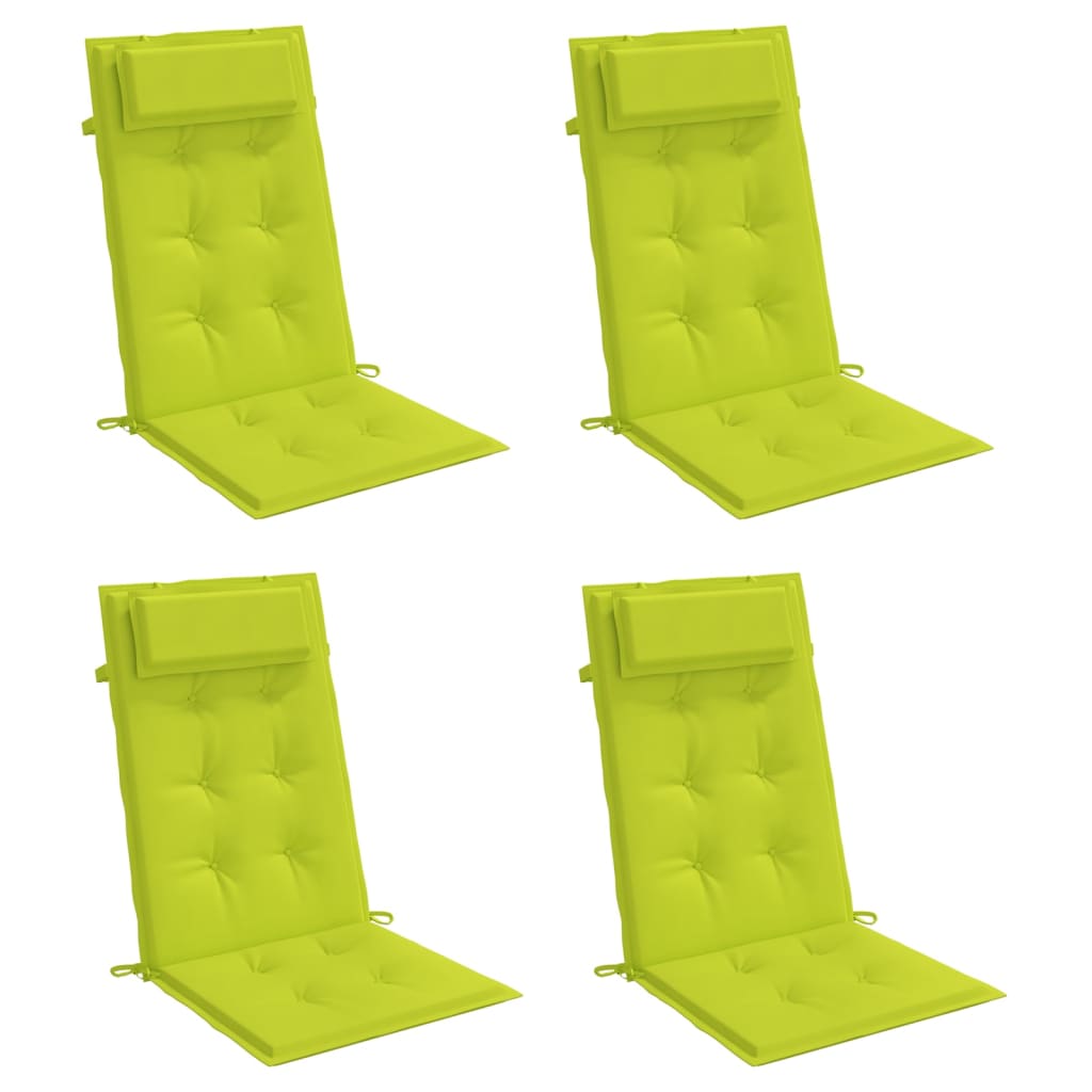 High Back Chair Cushions Set of 4 Bright Green