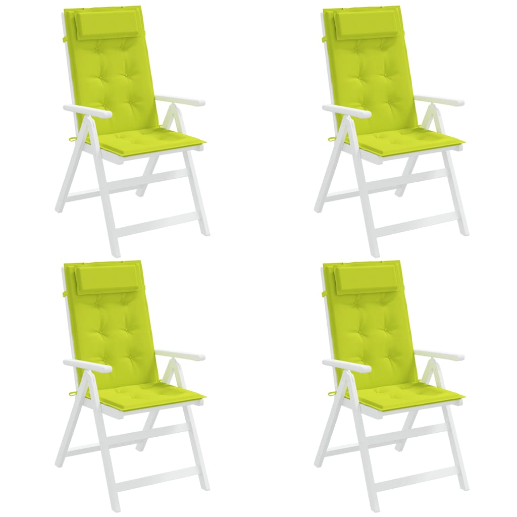 High Back Chair Cushions Set of 4 Bright Green