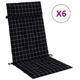 Coussins de chaise à dossier haut lot de 6 carreaux noir