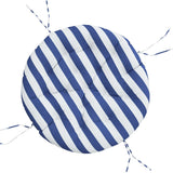 Coussin rond rayure bleue/blanche Ø 100 x11 cm tissu oxford