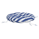 Coussin rond rayure bleue/blanche Ø 100 x11 cm tissu oxford