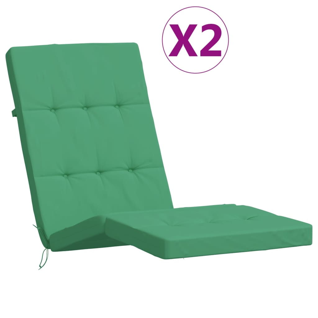 Coussins de chaise longue lot de 2 vert tissu oxford