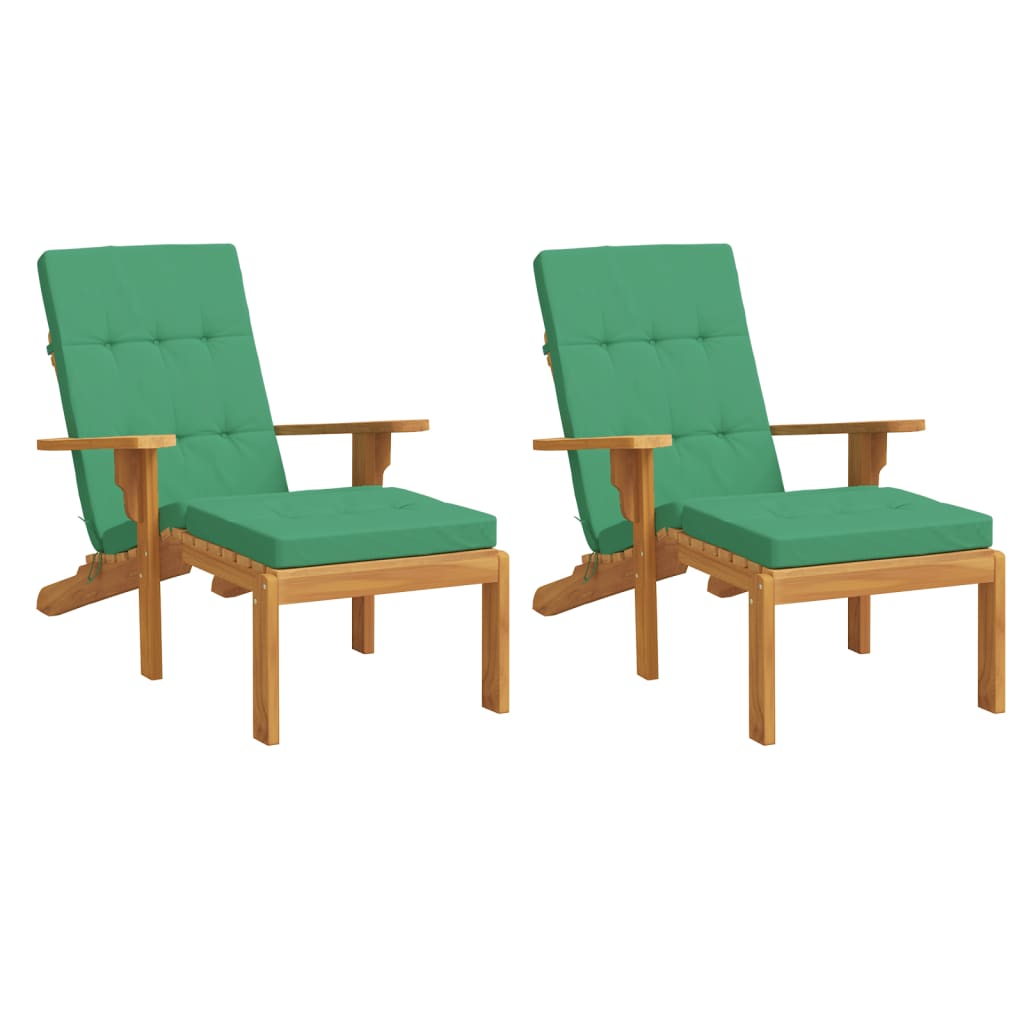 Coussins de chaise longue lot de 2 vert tissu oxford