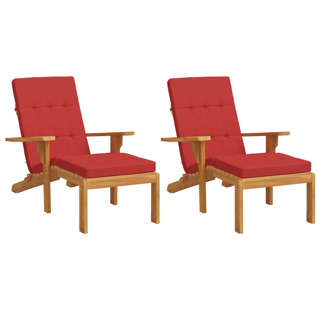 Coussins de chaise longue lot de 2 rouge tissu oxford