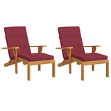 Coussins de chaise longue lot de 2 rouge bordeaux tissu oxford