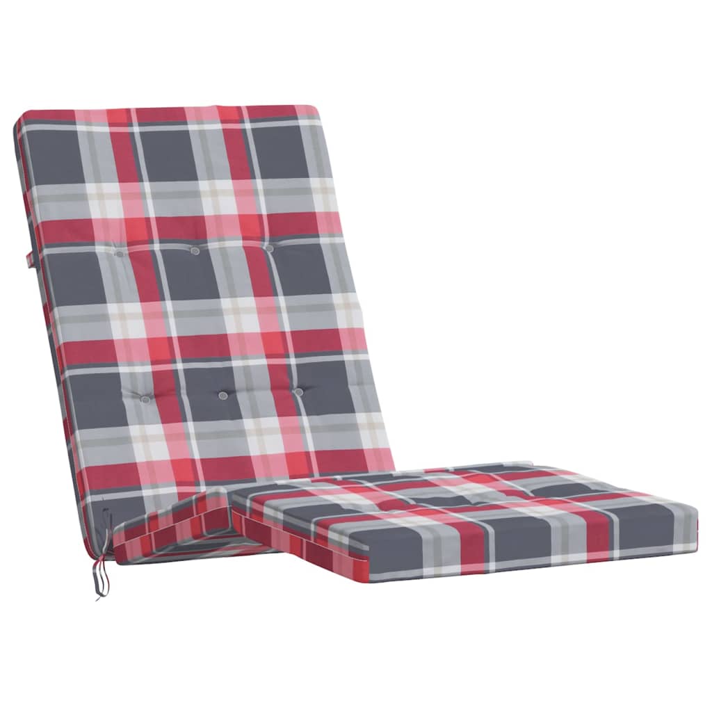 Coussins de chaise longue lot de 2 motif à carreaux rouges