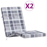 Coussins de chaise longue lot de 2 gris motif à carreaux