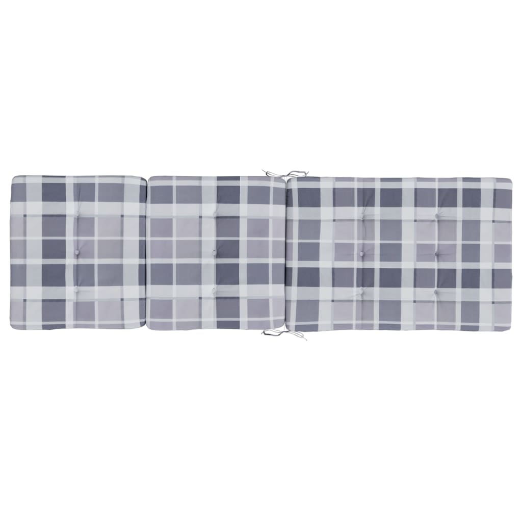 Coussins de chaise longue lot de 2 gris motif à carreaux